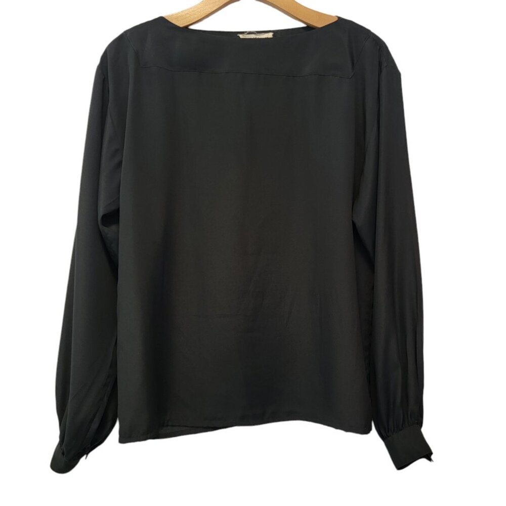 Jack Mulqueen‎ Shirt Silksational Women's Black Blouse Top Size Small